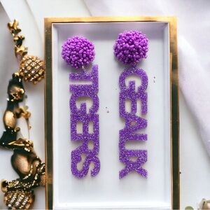 Brand New Geaux Tigers Earrings - Handmade College Football Jewelry, Louisiana